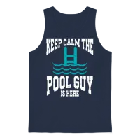 Pool Cleaner Keep Calm the Pool Guy Is Here Unisex Tank Top - Navy – 1