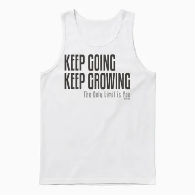 Fitness Backprint Slogan Jogging Training Motivation Sports T-Shirt, Black Unisex Tank Top - White