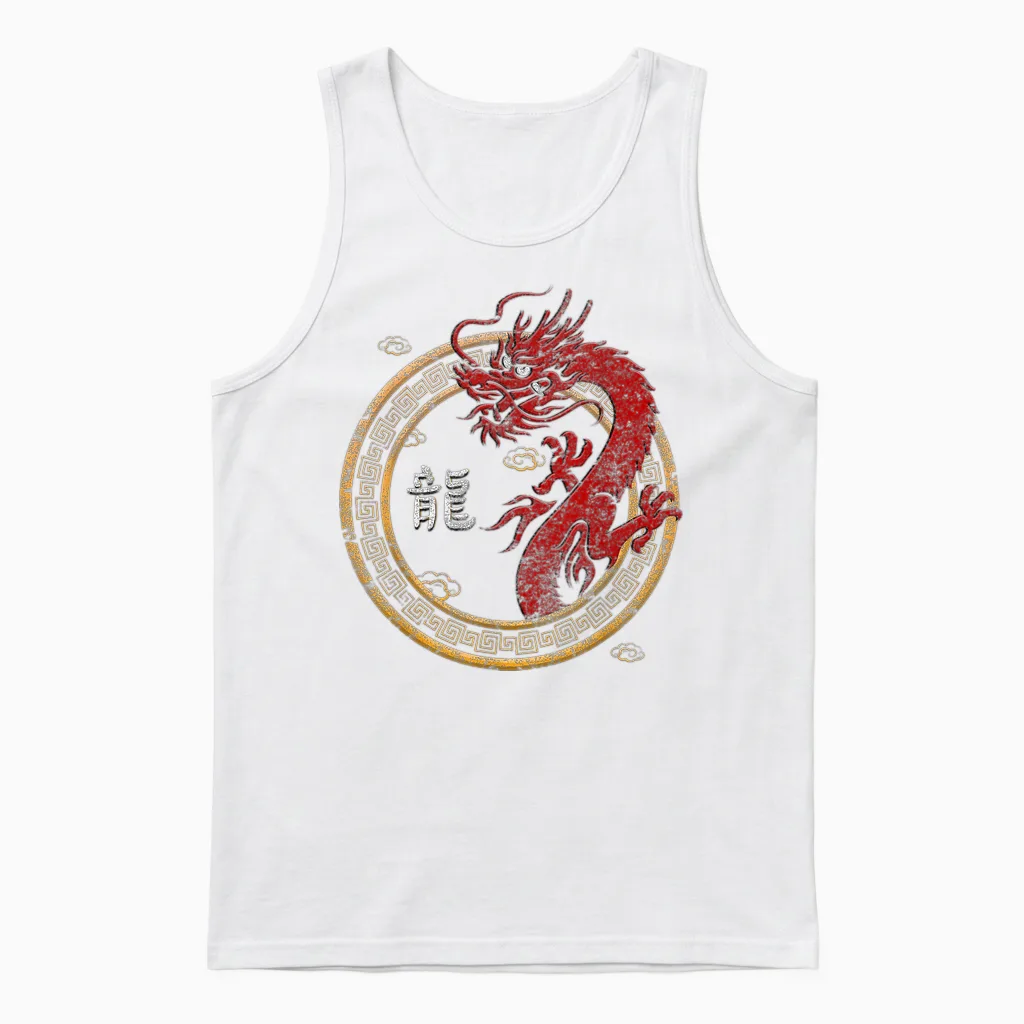 Chinesischer Drache China Fan Chinesisches Zeichen Symbole Unisex Tank Top in White