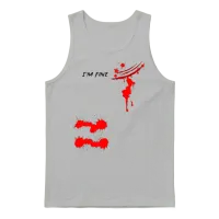 I'm Fine Bloody Hand Bloodstained Blood Splatter Unisex Tank Top - Ash – 1
