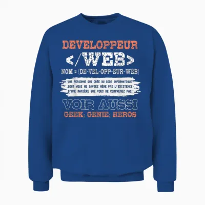 Web Developer Man Woman Humor Code Computer T-Shirt, Black, S Unisex Sweatshirt - Royal