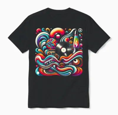 Retro Swirl Vibes Unisex T-Shirt - Black