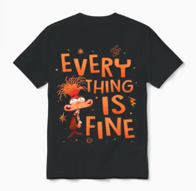 Disney Pixar Inside Out 2 Everything Is Fine Anxiety Logo Unisex T-Shirt - Black