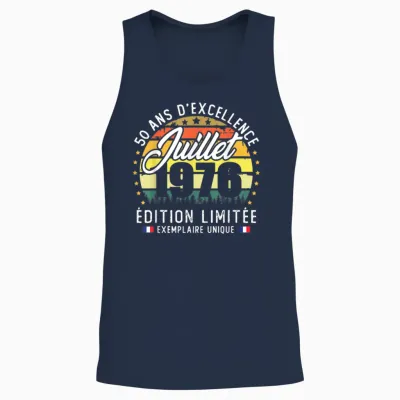 Vintage Juillet 1976 Cadeau D'anniversaire 50 Ans Hommes Unisex Tank Top - Navy