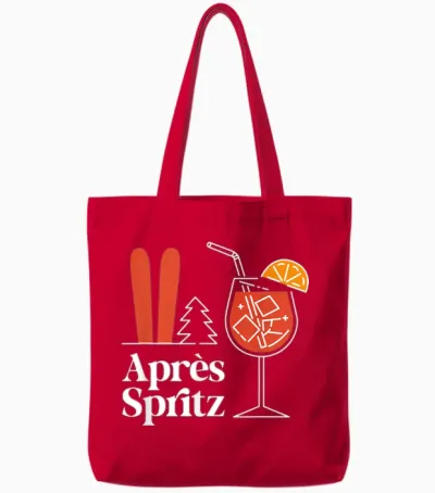 Après Spritz X Aperölchen Spritz & Skiing Skier Ski T-Shirt, Black Tote Bags - Red