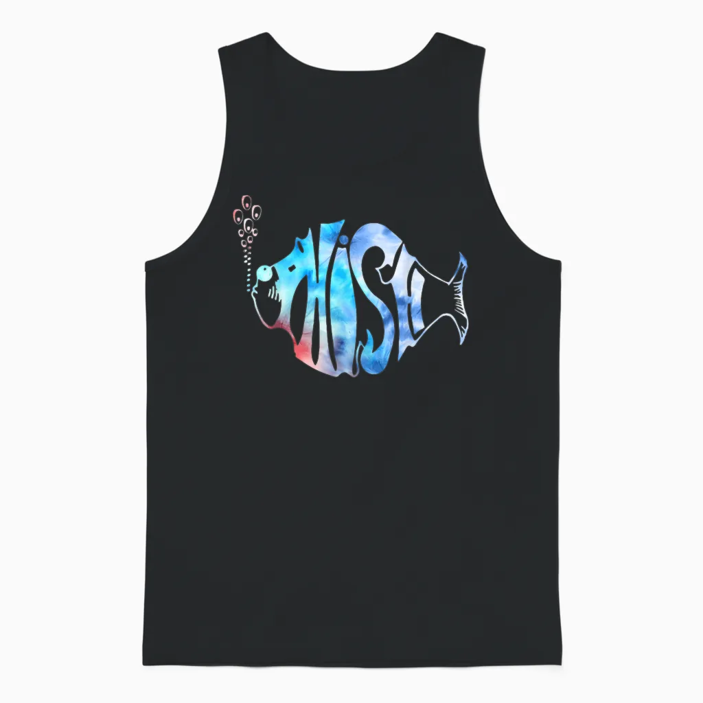 Colorful Phish-Jam, Tie-Dye Tee for Fisherman Fish Graphic Unisex Tank Top in Black