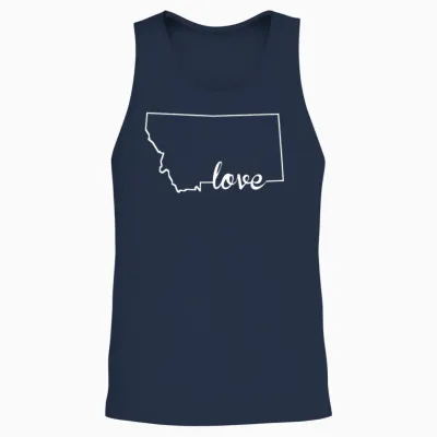 Montana Love State Outline Unisex Tank Top - Navy