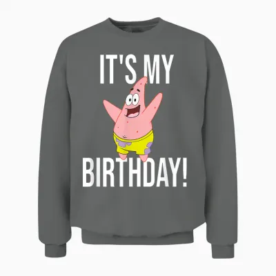 Mademark X Spongebob Squarepants - Patrick Star - It's My Birthday! Unisex Sweatshirt - Graphite Heather