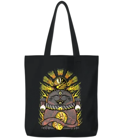 Lucky Black Cat Tote Bags - Black
