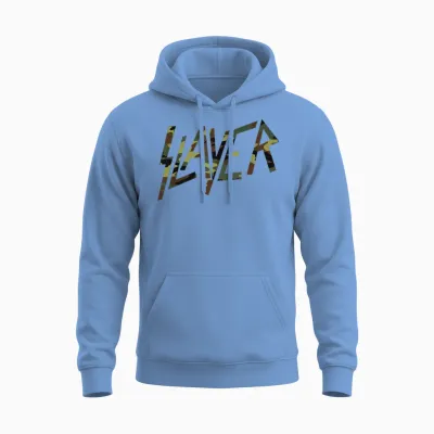 Slayer Camo Logo Unisex Hoodie - Carolina Blue