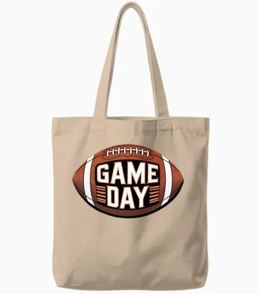 Game Day Football Shirt Football Game Day Tote Bags in Natural