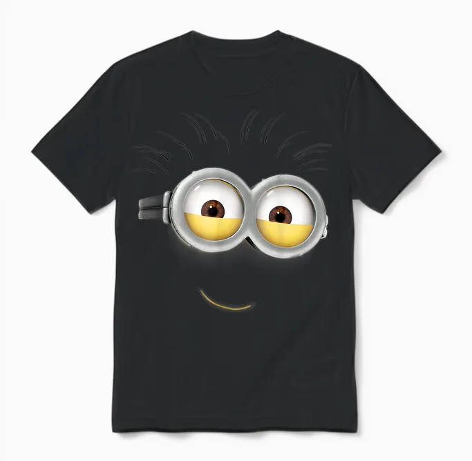 Despicable Me Minions Phil Smile Eyes T-Shirt, Yellow, S Unisex T-Shirt in Black
