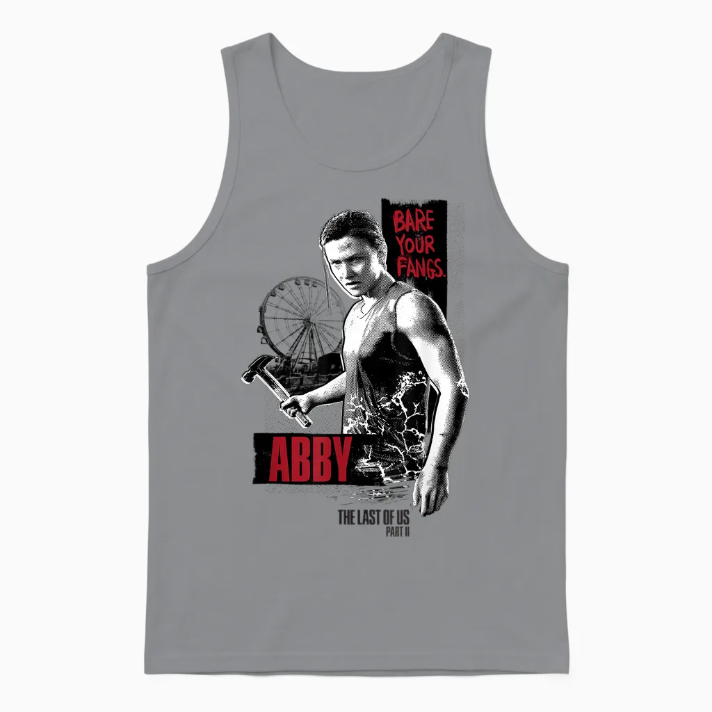 The Last of Us Part Ii Aby Bare Your Fangs Big Chest Poster T-Shirt, Black, S Unisex Tank Top in Sport Grey