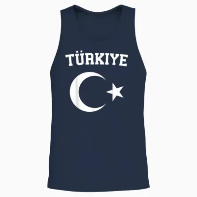 Turkish Flag Türkiye Bayragi Crescent Moon and Star Turkey T-Shirt, Red, S Unisex Tank Top - Navy