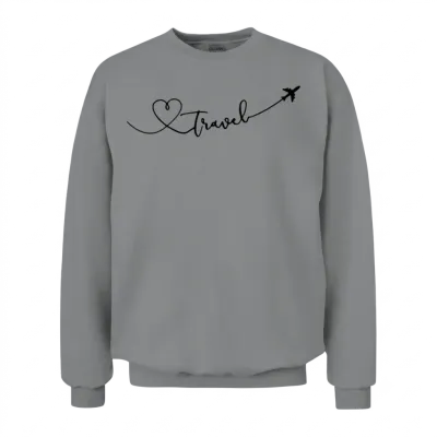Travel Love with Plane Unisex Sweatshirt - Sport Grey