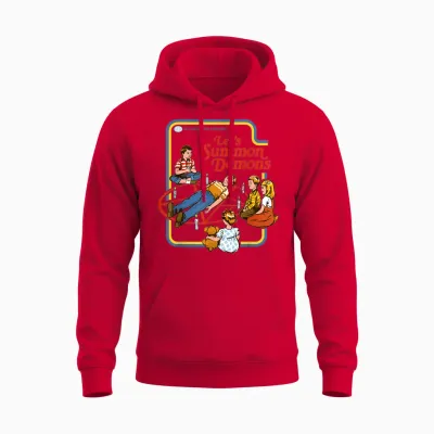 Lets Summon Demons Occult Retro Vintage Funny Adult Humor Unisex Hoodie - Red