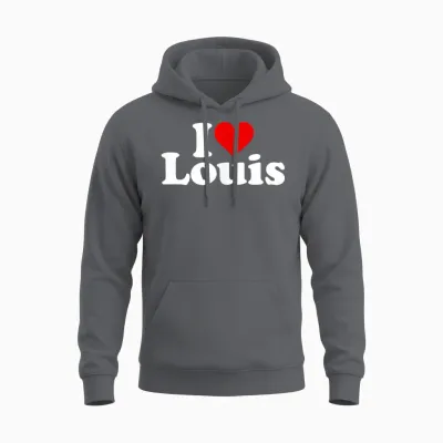 I Love Heart Louis Name on a T-Shirt T-Shirt, Black Unisex Hoodie - Charcoal