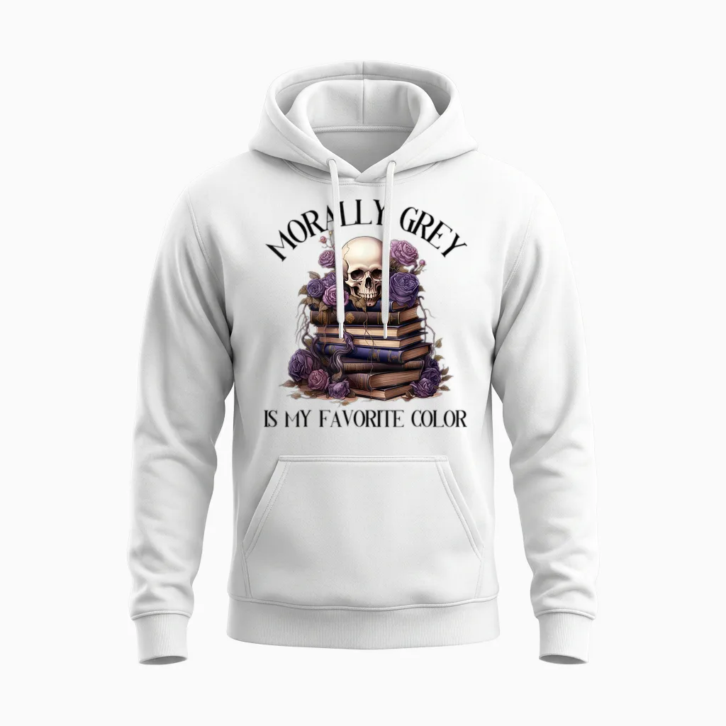 Spicy Fairy Tales Dark Romance Reader Moral Grey Books T-Shirt, Gray Unisex Hoodie in White