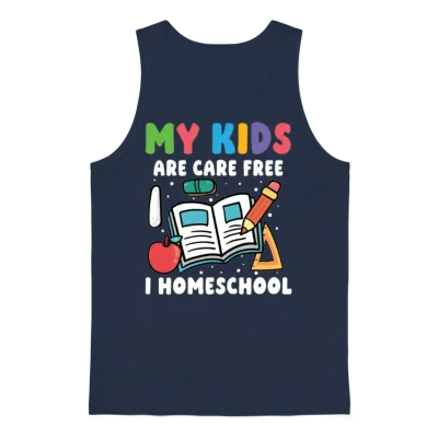 My Kids Are Care Free I Homeschool Unisex Tank Top - Navy
