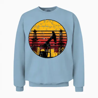 Retro Drilling Oil Rig - Retro Unisex Sweatshirt - Light Blue