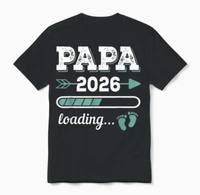 Papa 2026 Loading Zukünftiger Papa Werdender Vater 2026 Unisex T-Shirt - Black