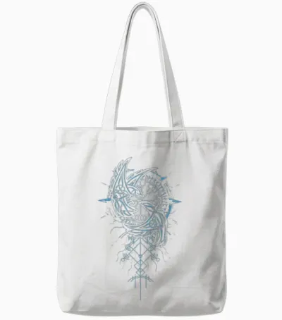 Walhalla Raven Odins Runes Nordic Compass Viking Tote Bags - White