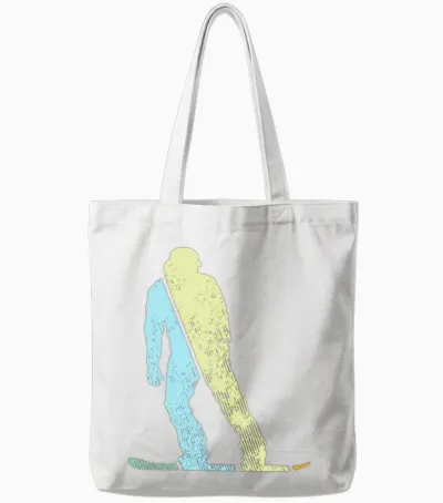 Snowboarding Retro Tote Bags - White