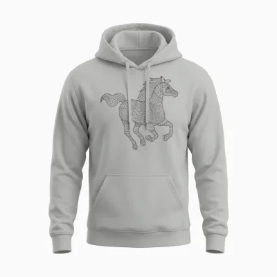 Pferd Mandala Zum Bemalen & Ausmalen Für Kinder Unisex Hoodie - Ash