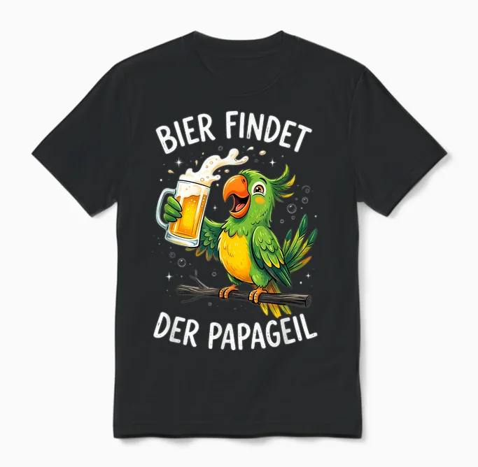 Bier Findet Der Papageil Unisex T-Shirt in Black