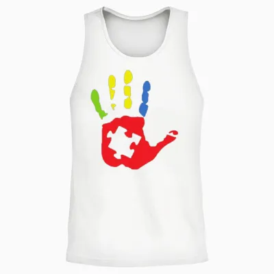 Puzzle Hand Cool Color Unisex Tank Top - White