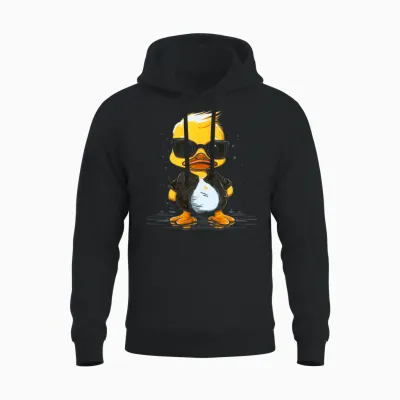 Kleine Gelbe Ente Mit Sonnenbrille/lustiges 80er Jahre Enten Unisex Hoodie - Black