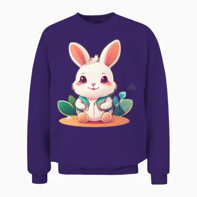 Funny Happy Rabbet Unisex Sweatshirt - Purple