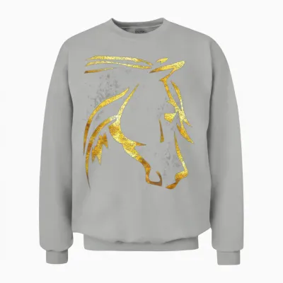 Horse Head Golden | Horseriding | Horse Riding Unisex Sweatshirt - Ash