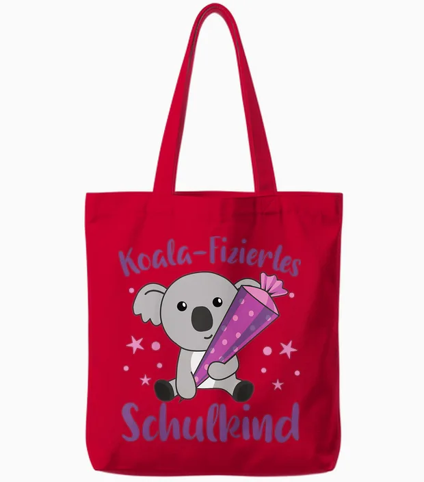 Koala Schule Einschulung Koala Fiziertes Schulkind Tote Bags in Red