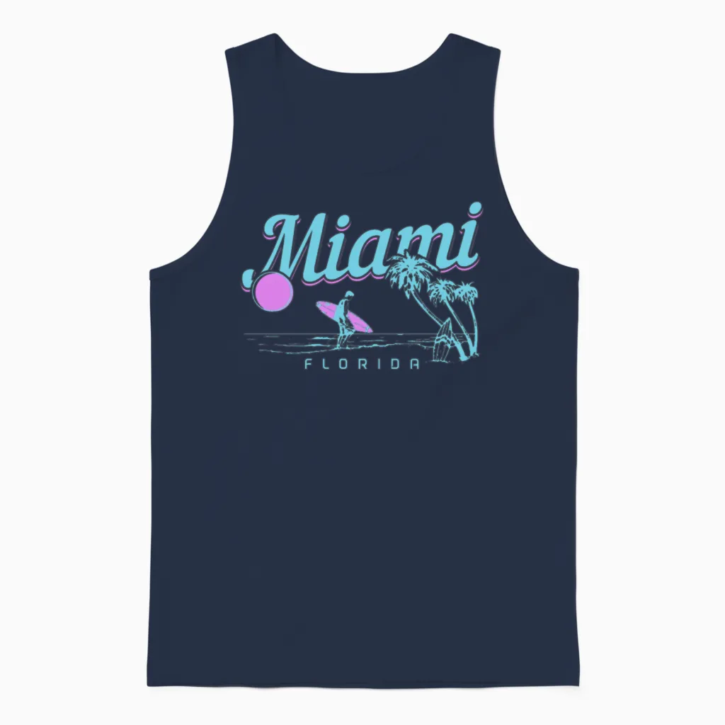 Miami Beach Florida Surfer - Summer & Unisex Tank Top in Navy