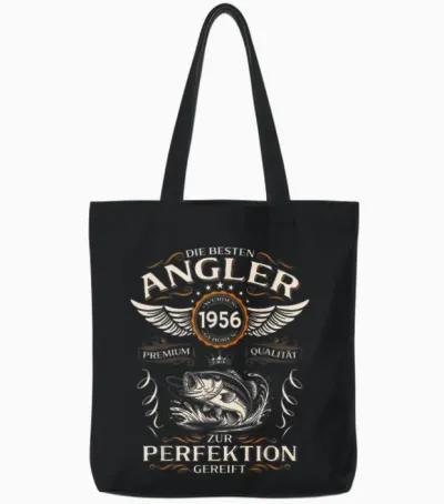 70th Birthday Man Gift Angler the Best 1956 Funny Tote Bags - Black