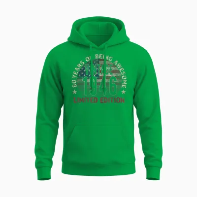 80th Birthday Gift Men Vintage Born 1946 Turning 80 Year Old Unisex Hoodie - Irish Green