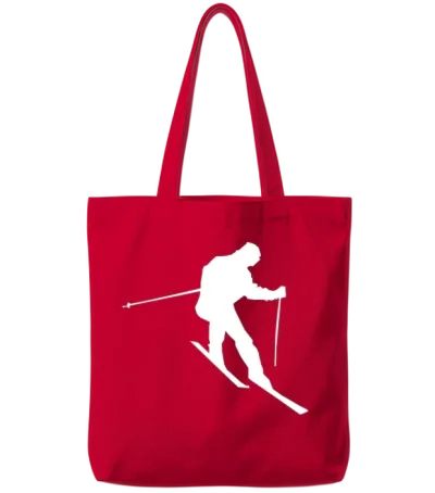 Skiing Silhouette Ski Tote Bags - Red