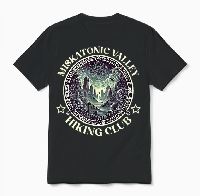 Miskatonic Wanderverein Lovecraftscher Kosmischer Horror Unisex T-Shirt in Black