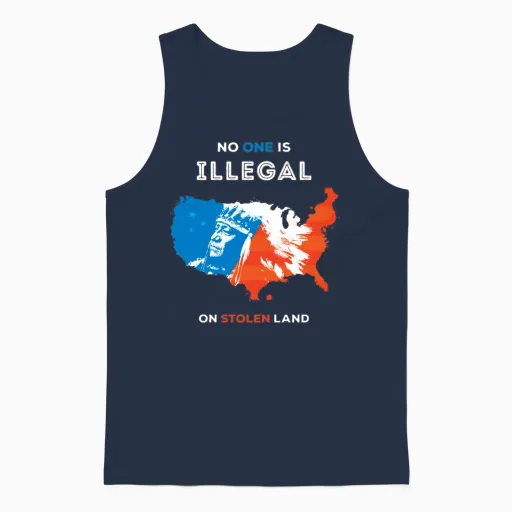 No One Is Illegal on Stolen Land Unisex Tank Top in Navy