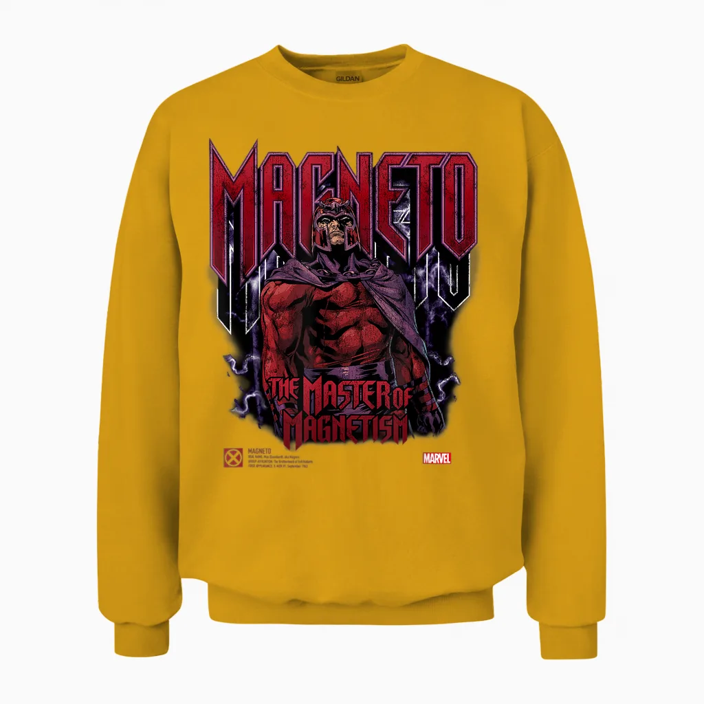 Marvel X-Men Magneto T-Shirt, Black, S Unisex Sweatshirt in Gold