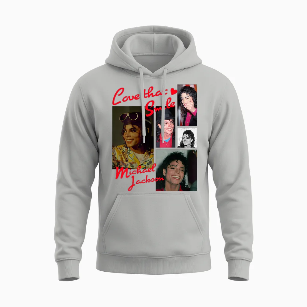 Michael Jackson 014 Back Print Unisex Hoodie in Ash