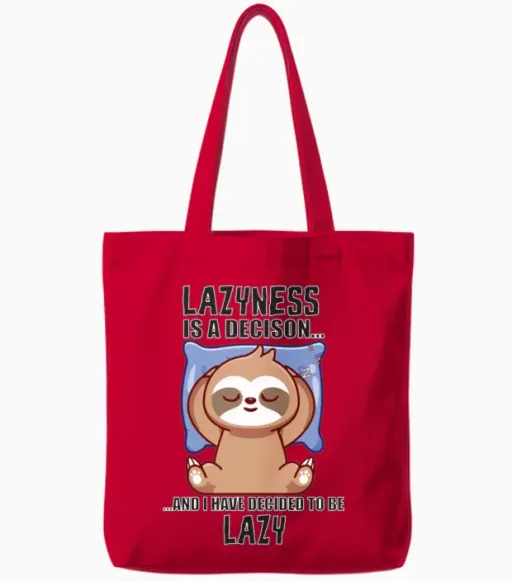 Lazy Decision Design Tote Bags in Red