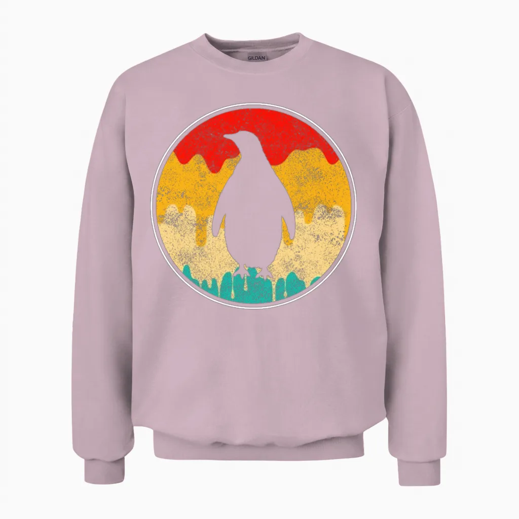 Penguin Retro Unisex Sweatshirt in Light Pink
