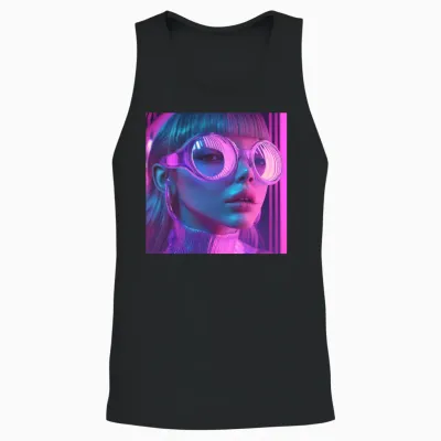 Neon Retro Vision Unisex Tank Top - Black