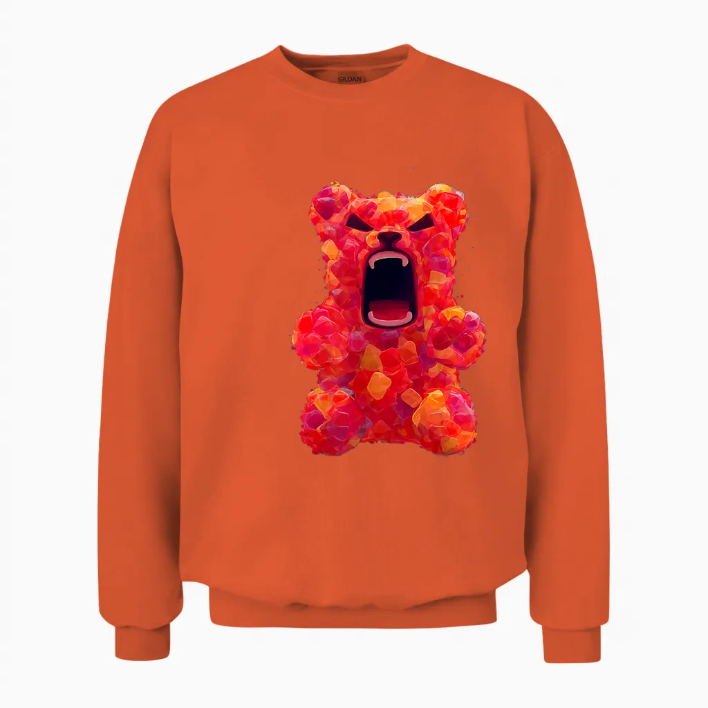 Ours En Gélatine Rouge En Colère Unisex Sweatshirt in Orange