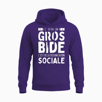 Humour J'ai Pas Gros Bide Homme Femme Anti Sociale Distance Unisex Hoodie - Purple