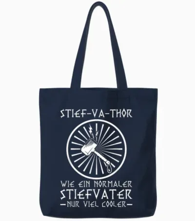 Bonus-Va-Thor Bonus Papa Wikinger Stiefvater Stiefpapa Tote Bags - Navy