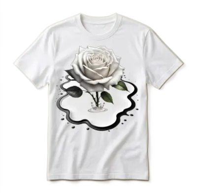 Art Paint Puddle Rose Gd Unisex T-Shirt - White