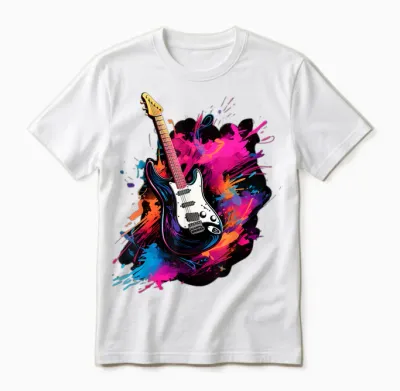 Electric Guitar T-Shirt for Men, Women and Children, Black Unisex T-Shirt - White